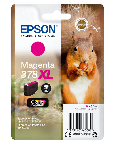 Epson Squirrel Singlepack Magenta 378XL Claria Photo HD Ink Epson Squirrel Singlepack Magenta 378XL Claria Photo HD Ink